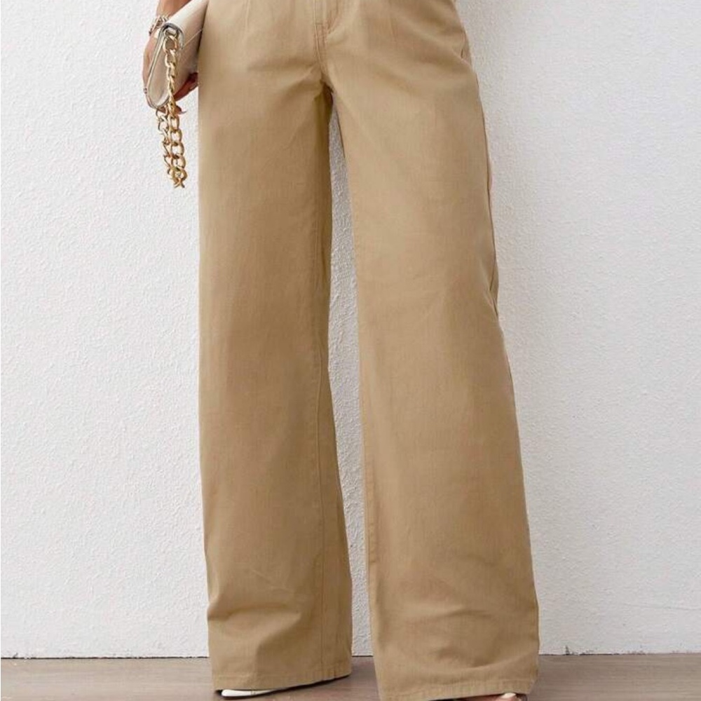 Stylish Tan Wide-Leg Pants